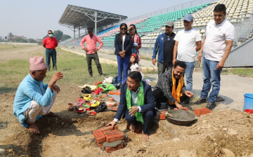 सदस्य-सचिव घिसिङद्वारा सिन्थेटिक ट्र्याकको शिलान्यास